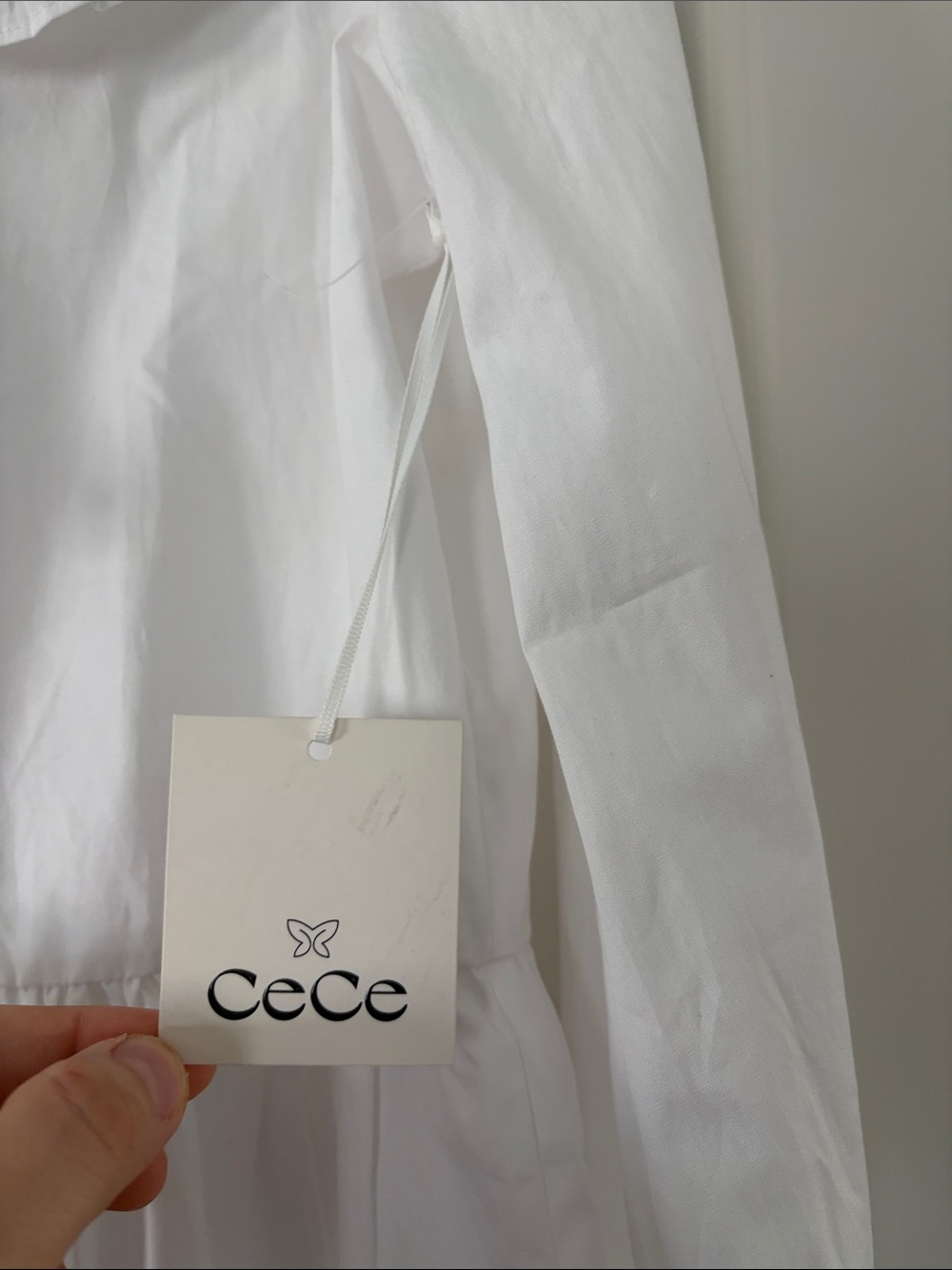 CeCe White Ruffle Peter Pan Collar Tie-Front Peplum Blouse Romantic Feminine M - Picture 3 of 6